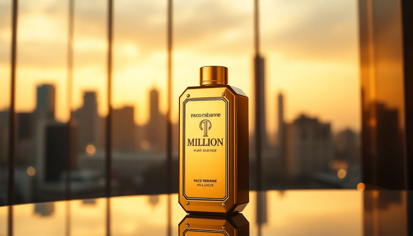 Showcasing Paco Rabanne 1 Million bottle surrounded by elegance and warm light.