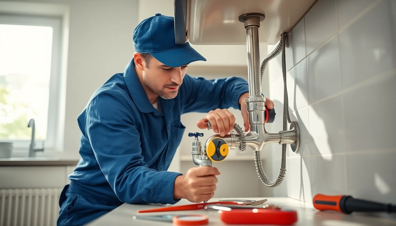 Skilled plumber repairing pipes, representing the service "Plumber near me."