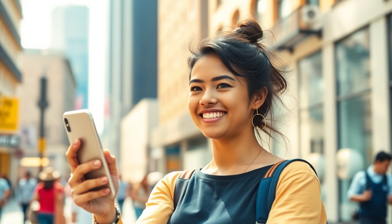 instagram フォロワー 購入する影響力のあるプロが明るい都市の中で喜びを表現