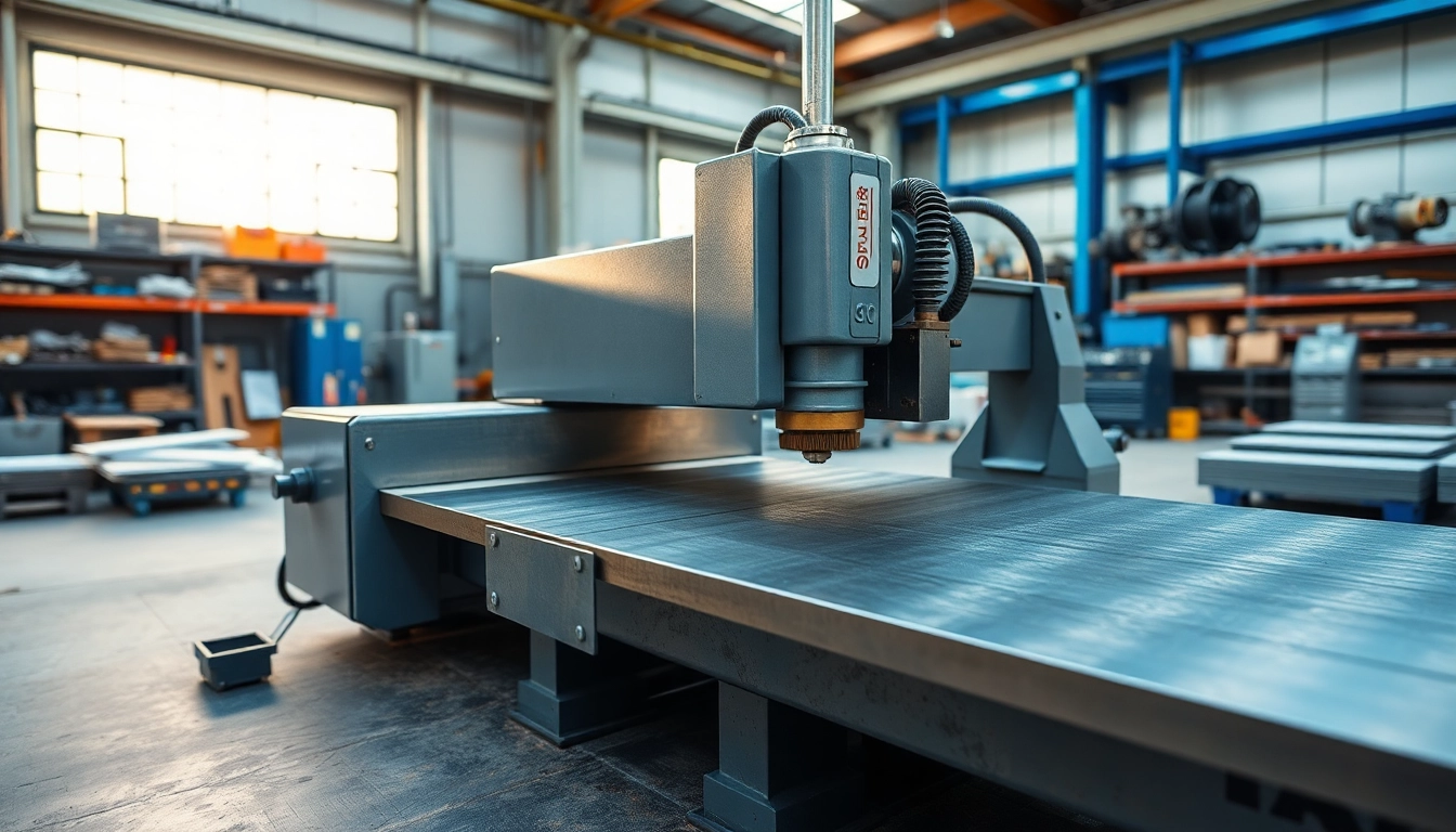 A precision plate cutting machine showcasing efficiency and precision in a vibrant workshop setting.