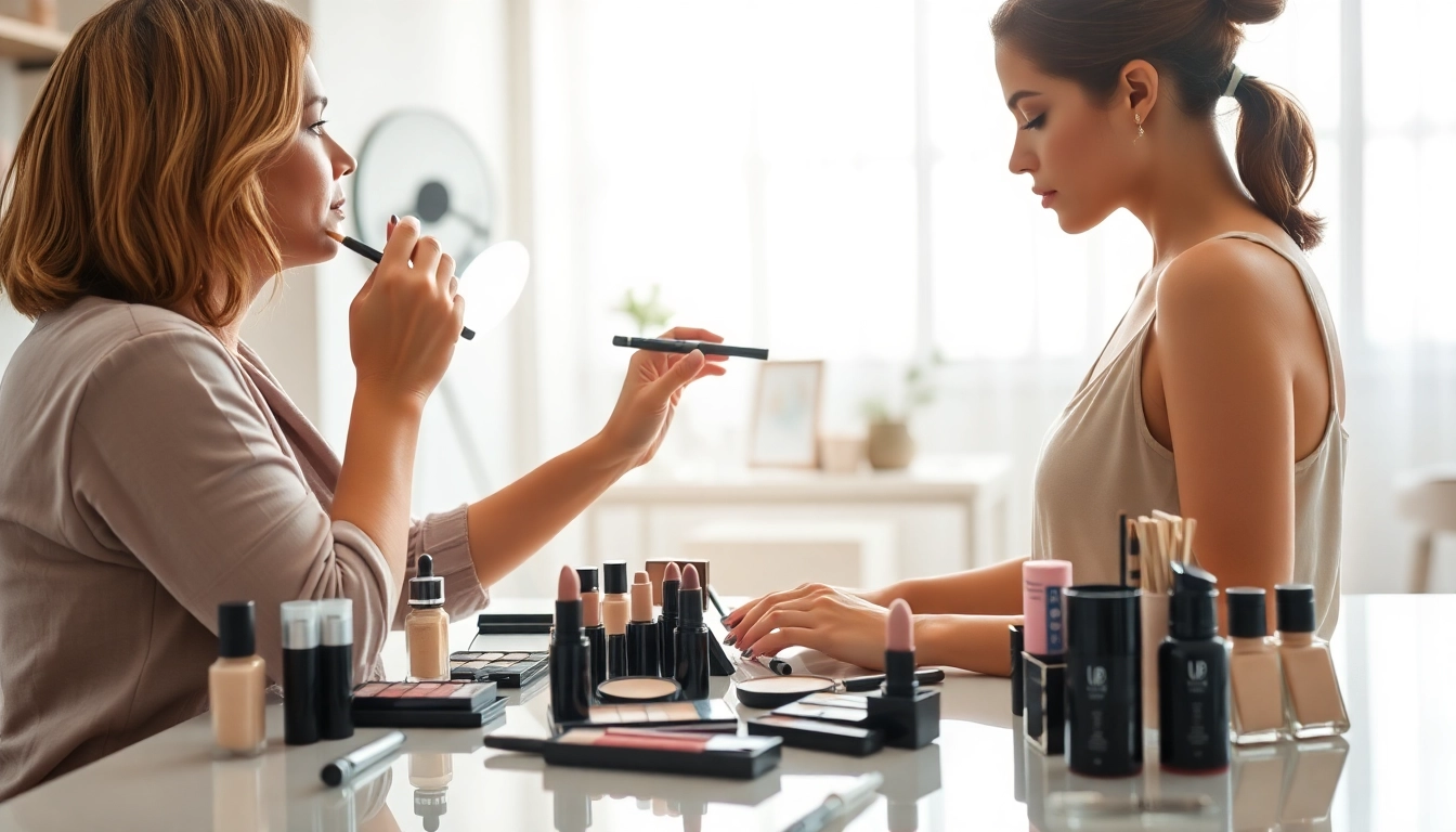 Engaging makeup courses showcasing a professional artist applying techniques on a model.