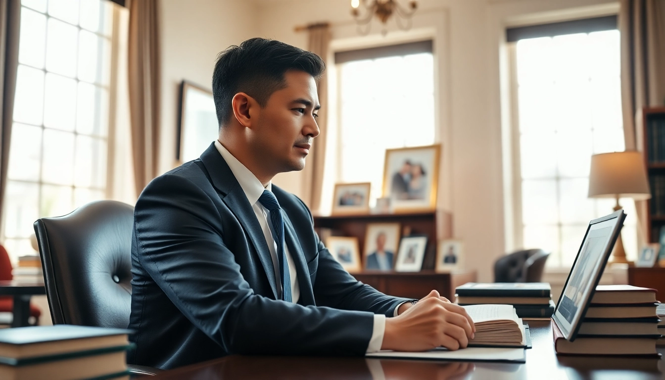 Birmingham Family Lawyer consulting clients in a welcoming office setting.