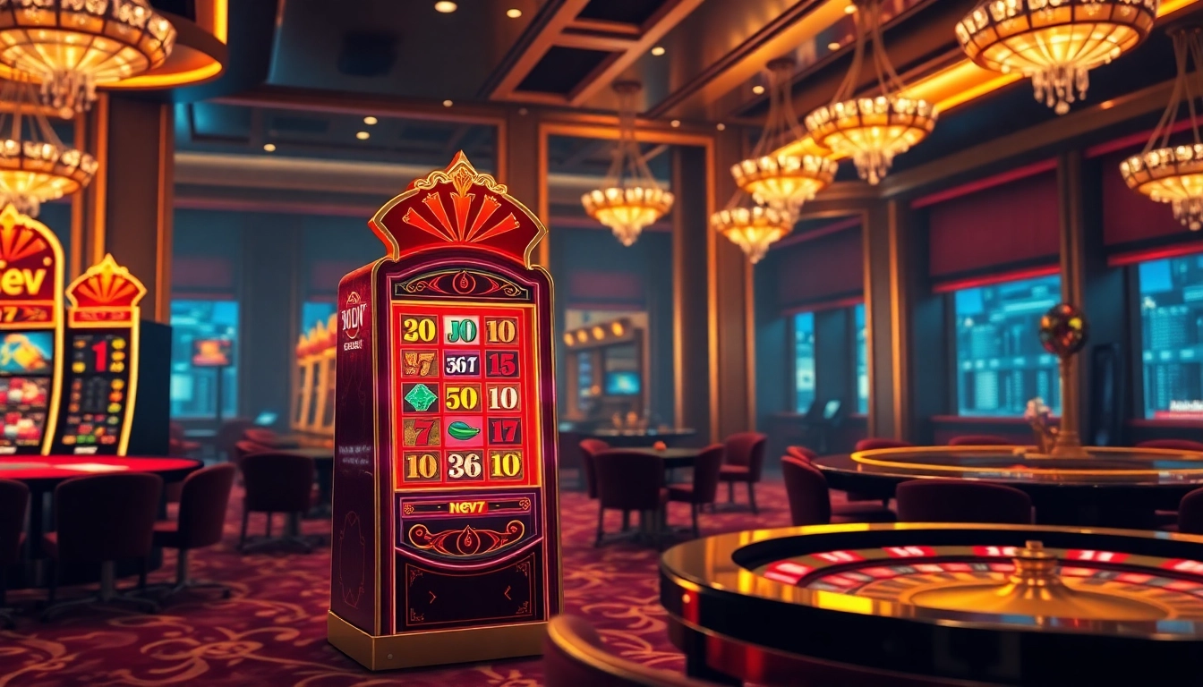 Experience the thrill of winning at the new77 slot machine in a luxurious casino setting.