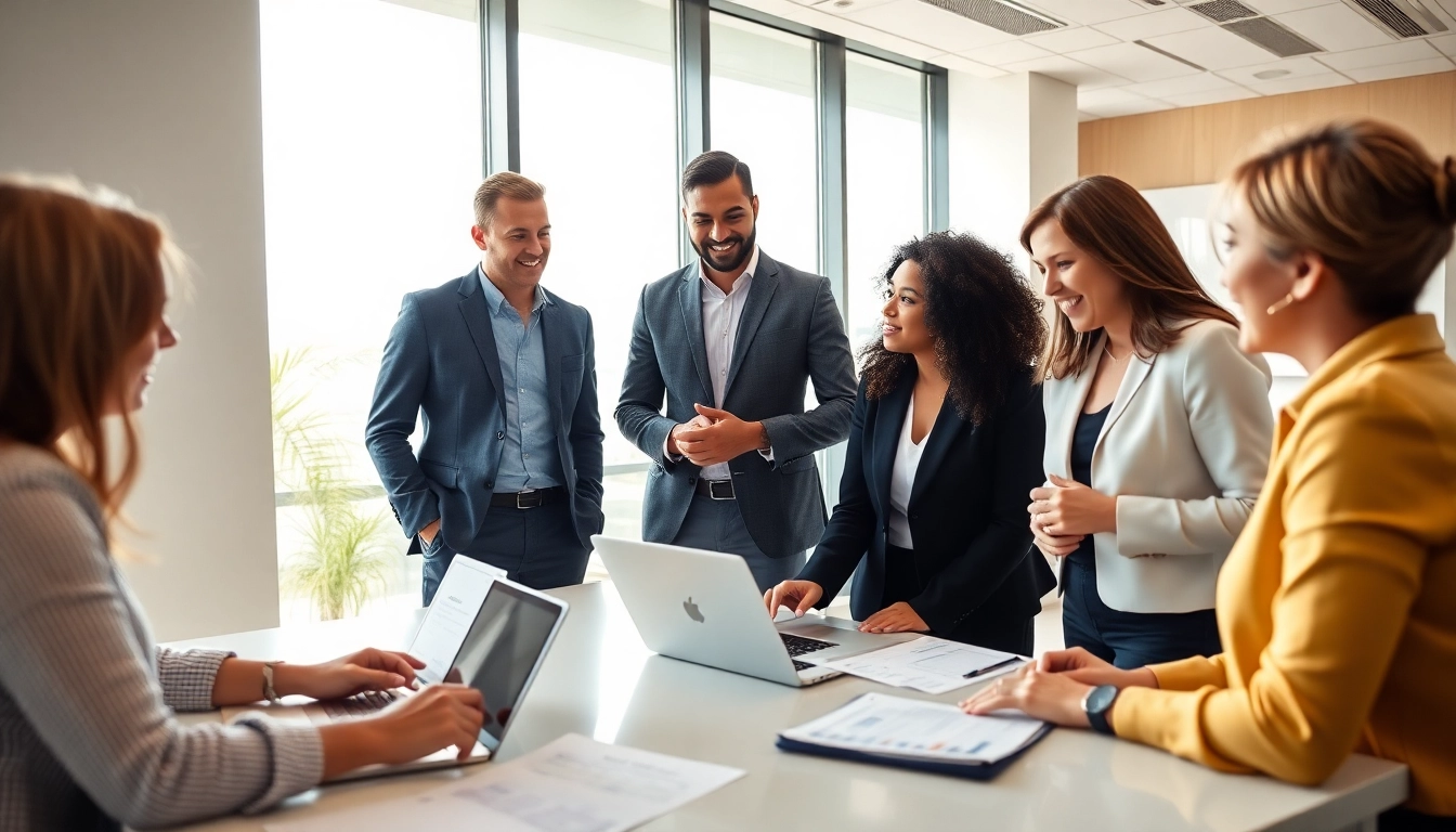 Corebridge Financial professionals discussing strategies in a modern office setting.