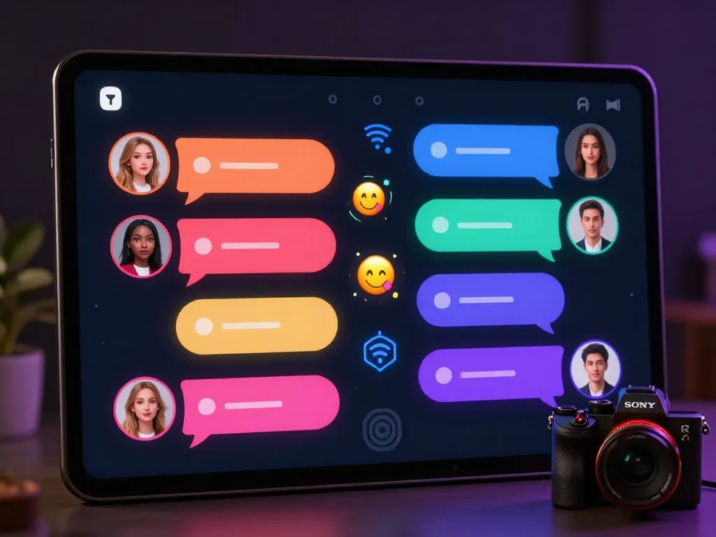 Interactive sex chat AI conversation interface showcasing engaging digital dialogue and futuristic avatars.