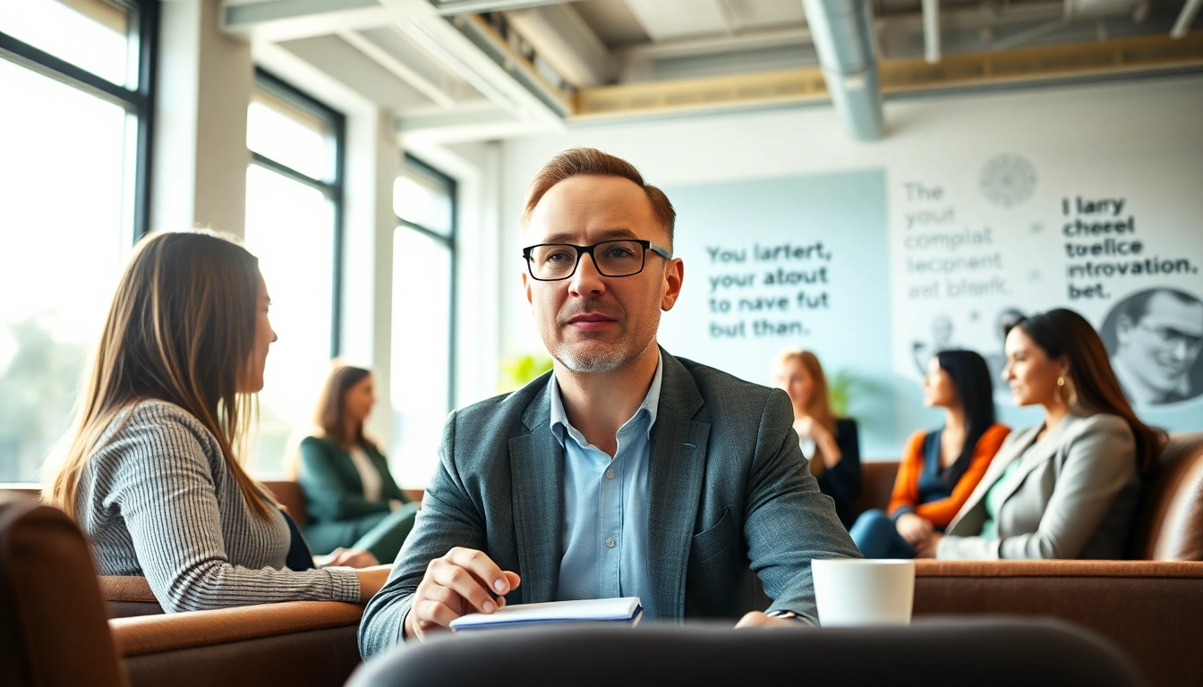 Dynamic corporate coach facilitating an executive meeting in a bright, modern office.