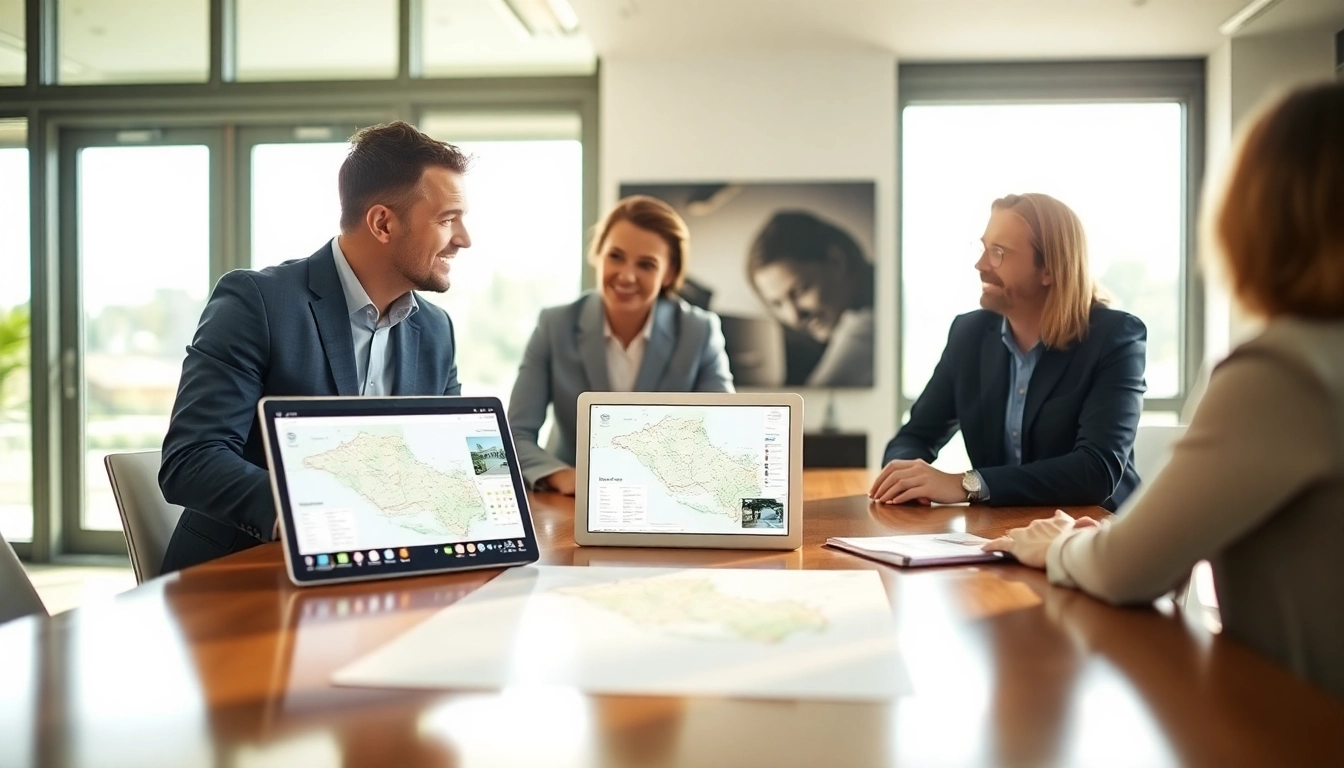 Engaging discussion about Remax Belizer property options in a modern office setting.