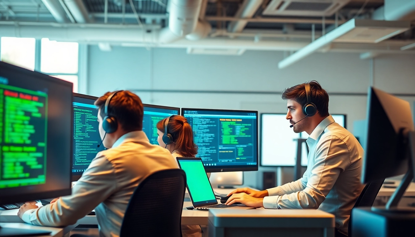 Engaging IT support services professionals providing assistance in a modern office.