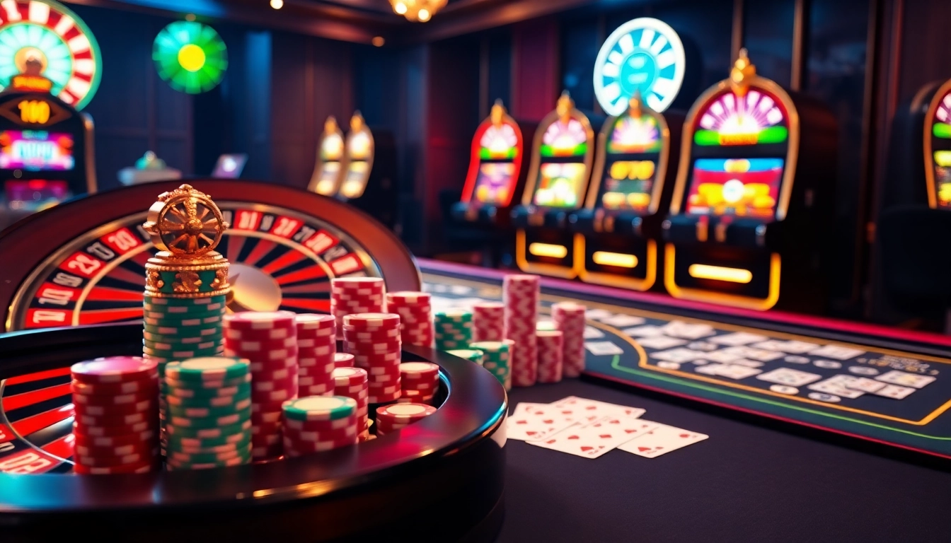 Experience luxury gaming with slot machines and poker chips at https://lotto188.bar, capturing the thrill of online gambling.