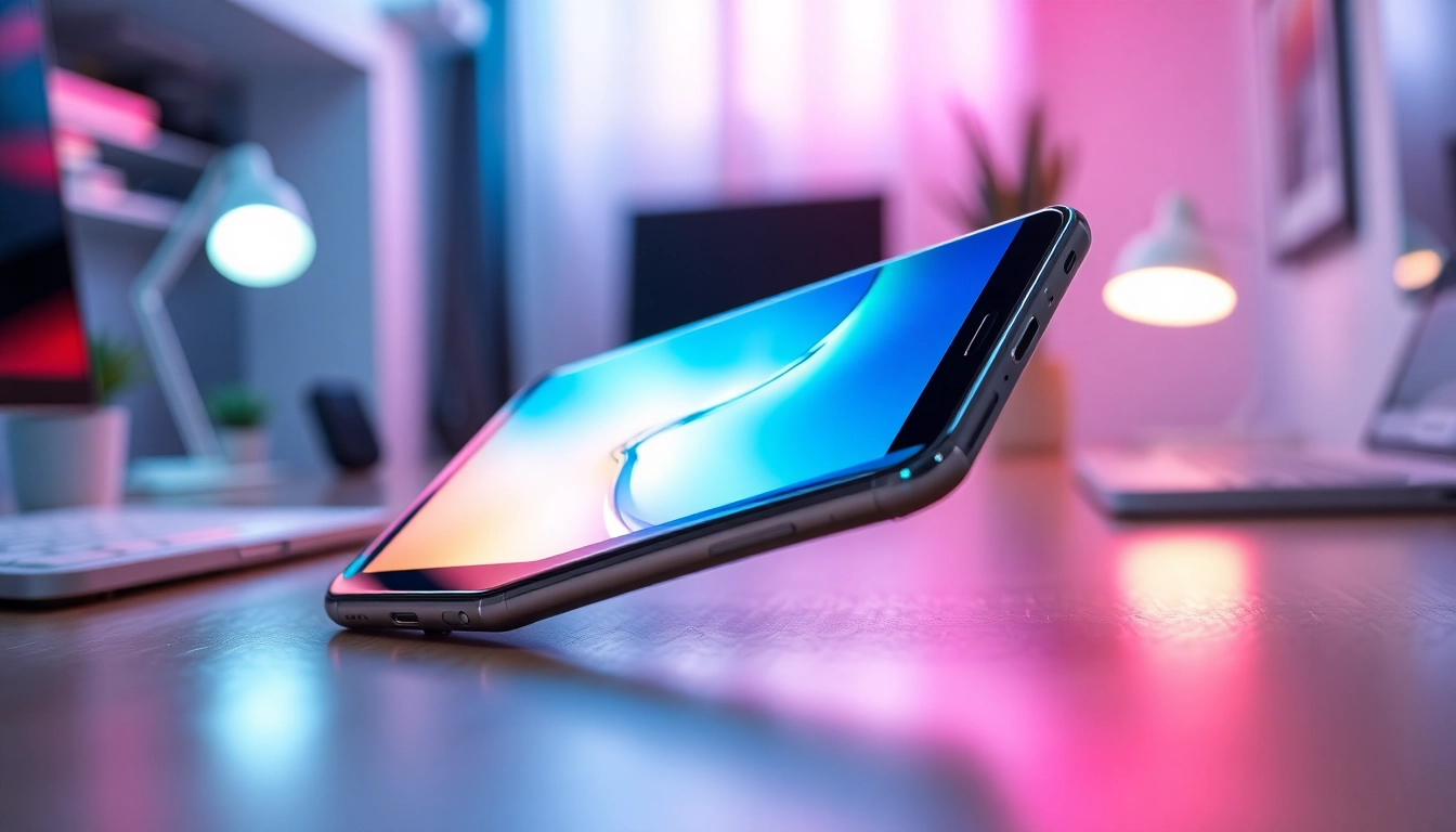 The Samsung S8 smartphone: a modern tech marvel with a vibrant display, showcasing its sleek design.