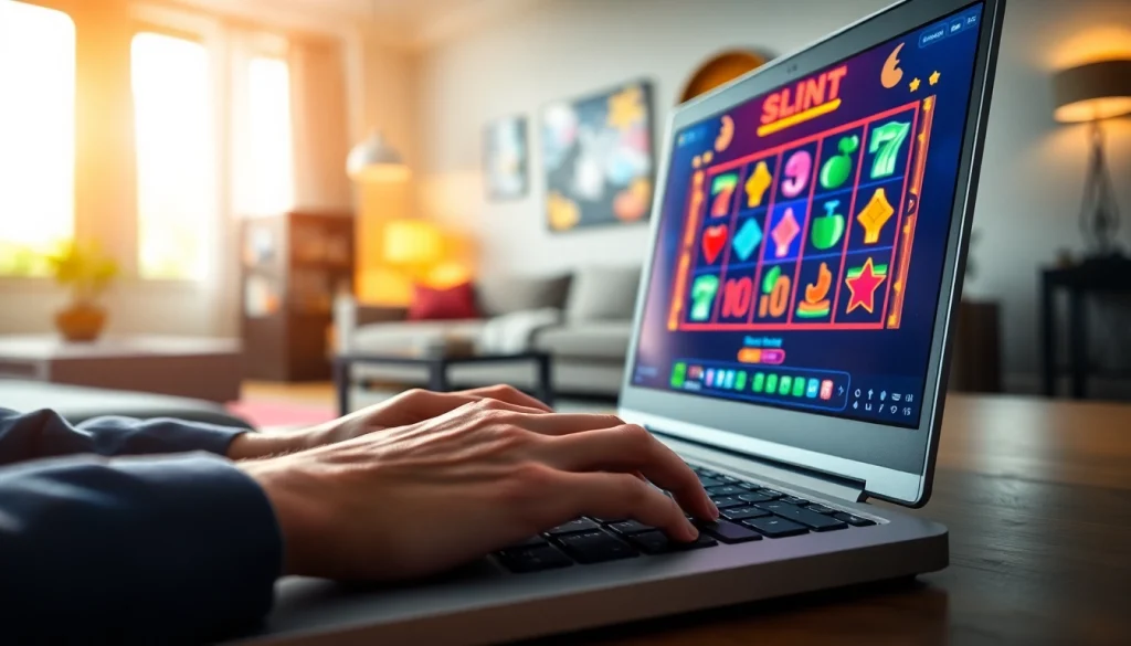 Mengakses lipat4d login slot dengan antusias di lingkungan game yang modern dan cerah.