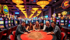 คาสิโน สนุกสนานบนพื้นคาสิโนที่มีผู้เล่นหลายคนและเครื่องสล็อต