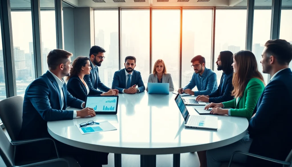 Das Team von https://zukunftkapital.de diskutiert strategische Pläne in einem modernen Büro.