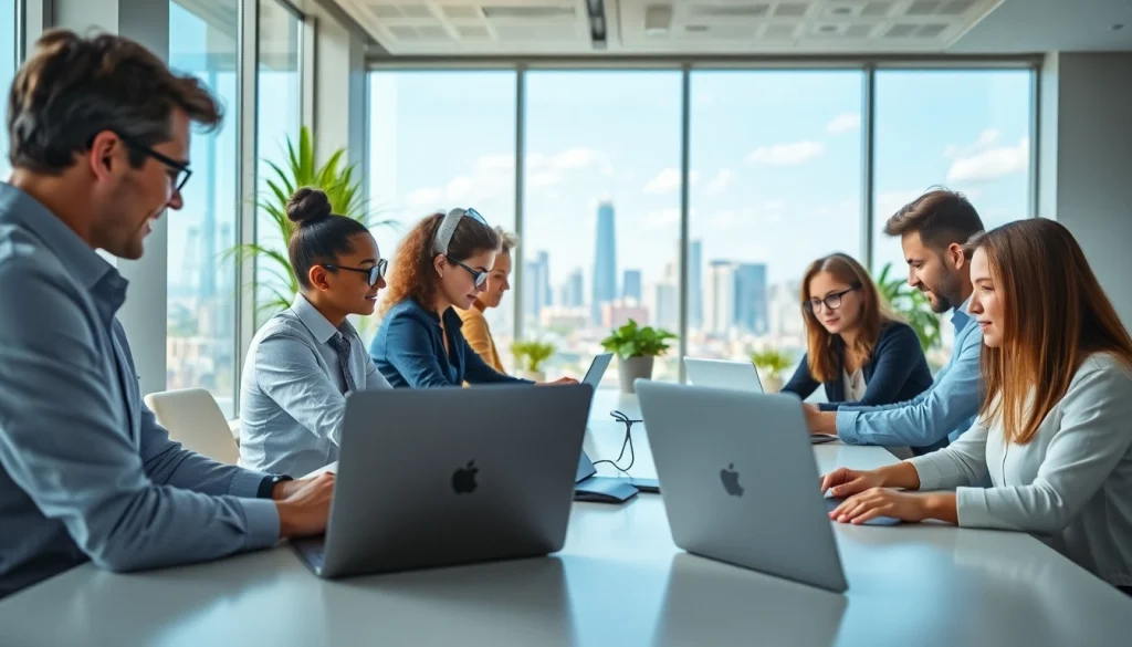 Collaborative workspace scene featuring https://www.trilgameshproject.com individuals engaged in innovation.