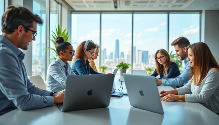 Collaborative workspace scene featuring https://www.trilgameshproject.com individuals engaged in innovation.