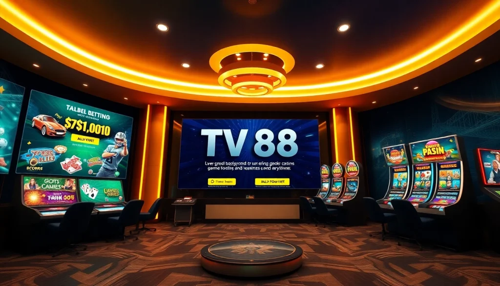Experience top-notch gaming at TV88, showcasing a secure, vibrant online casino atmosphere with user-friendly navigation.