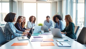 Engage in a free job post opportunity at a vibrant office with hiring managers collaborating.