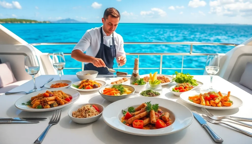Delicious meal prepared by a private chef Sint Maarten on a luxury yacht, showcasing vibrant culinary artistry.