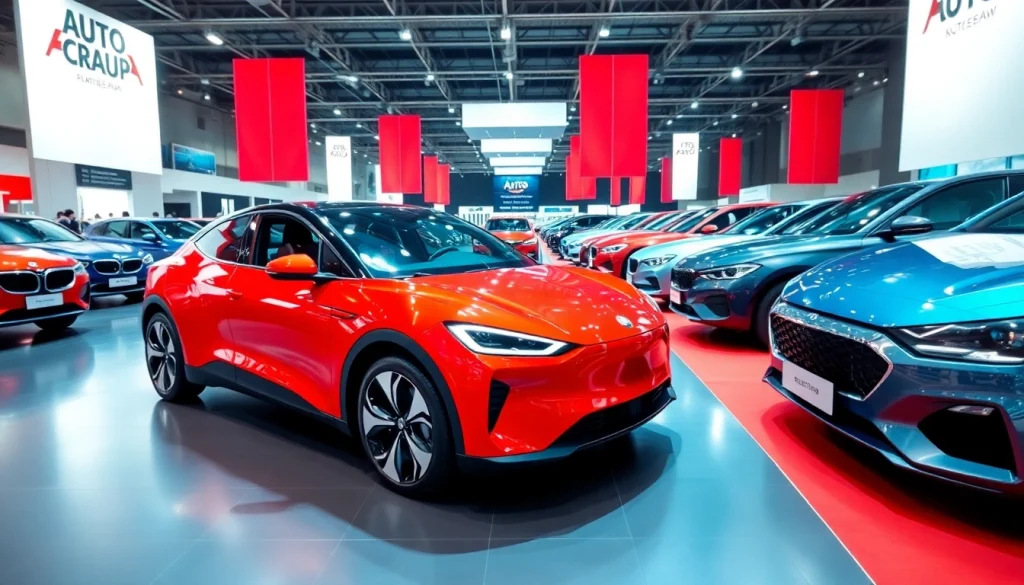 Engaging atmosphere at an Auto Cars Show featuring a variety of modern vehicles in an exhibition.