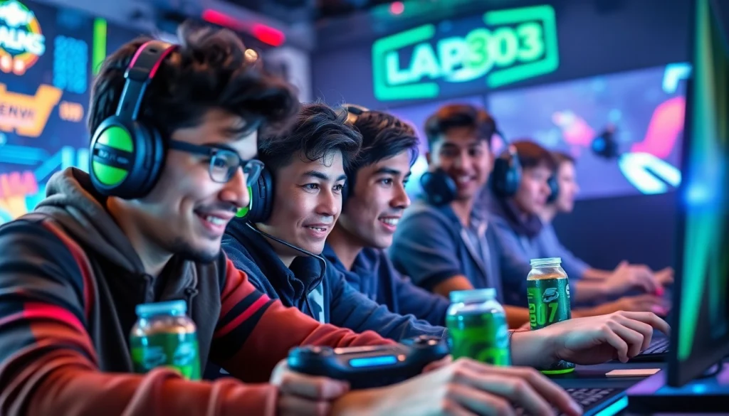 Jelajahi permainan menarik lapak303 game yang mendebarkan dengan pemain antusias di layar.