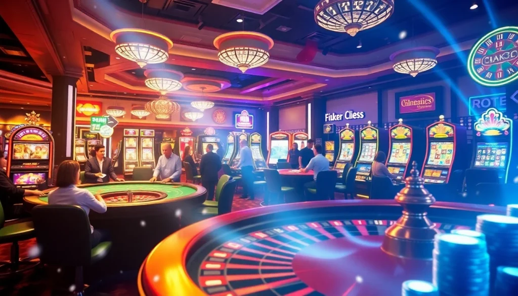 KJC AC 2: Exciting casino scene with players at tables and slot machines.
