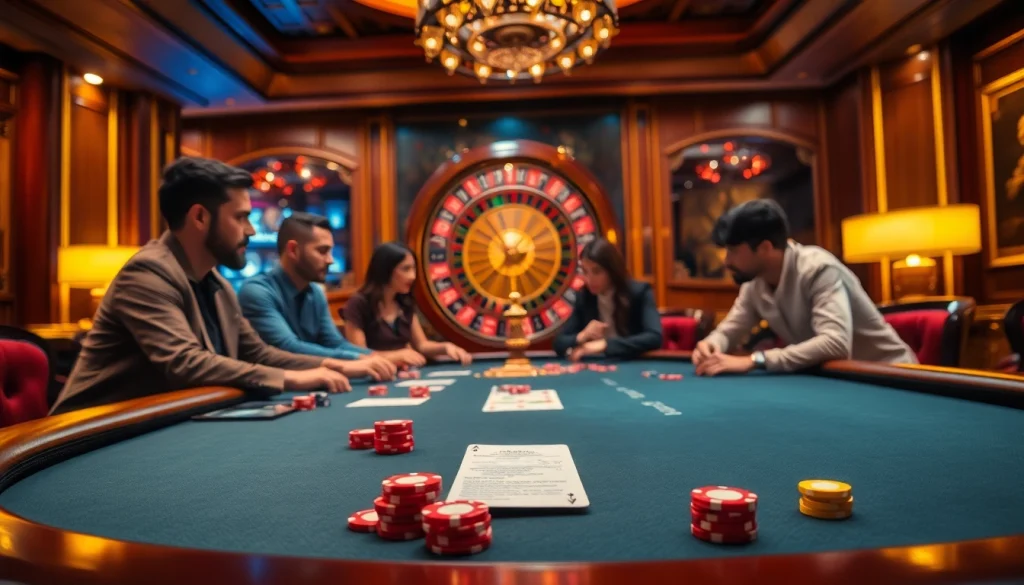 Experience the thrill of 'Link hi88' at a bustling casino poker table, filled with action and excitement.