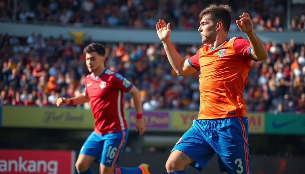 Showcasing players in stylish cheap football kits displaying teamwork on a vibrant pitch.