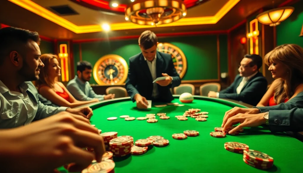79king offers high-stakes poker action with enthusiastic players at a vibrant casino table.