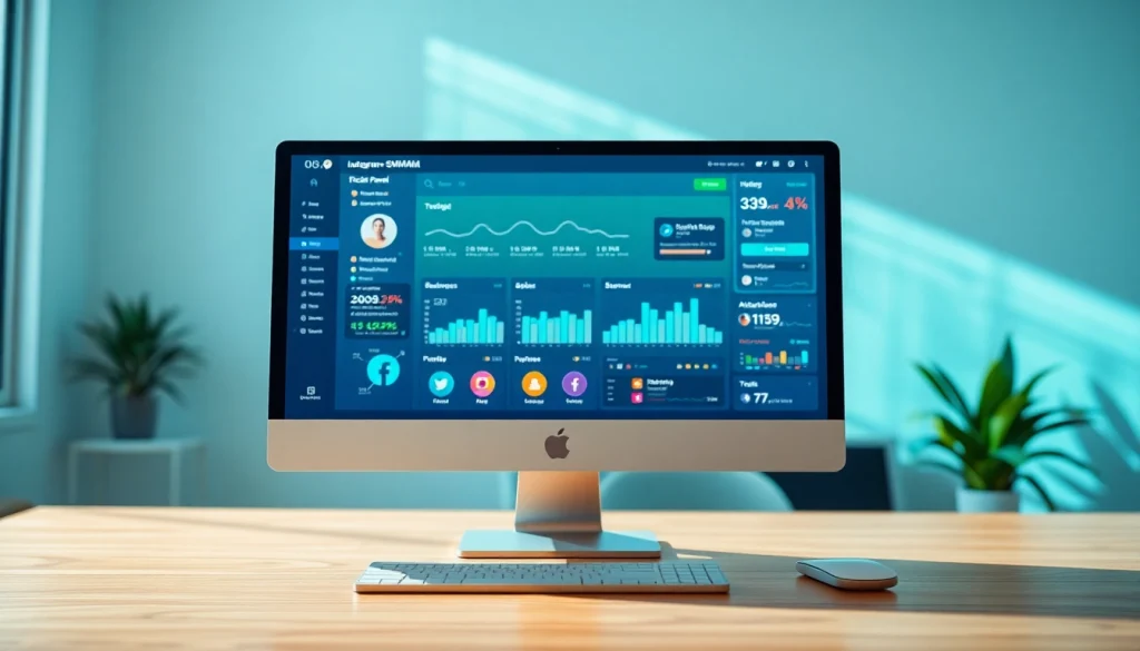 Engaging Instagram smm panel visual showcasing a digital dashboard and social media metrics.