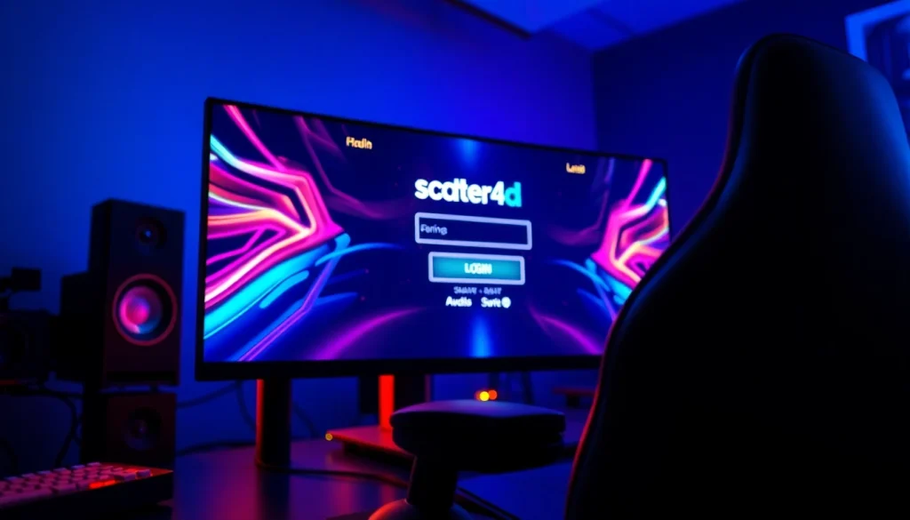 Masukkan kredensial pada layar scater4d login game dengan tampilan modern.