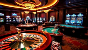 Experience the thrill at mm88 sa com with dice rolling and players betting at a vibrant casino table.