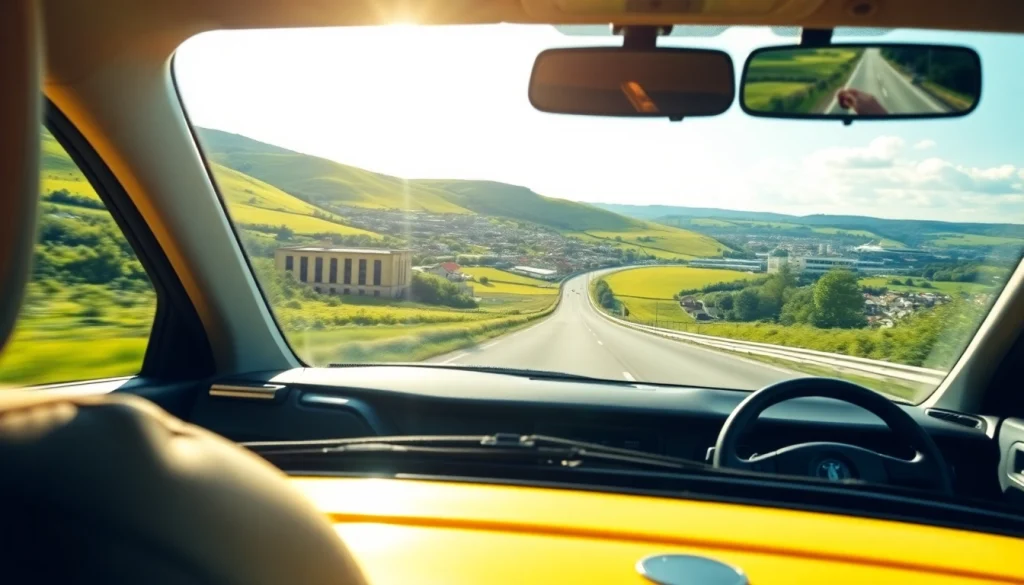 Taxi from Nottingham to Birmingham Airport driving through beautiful countryside