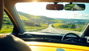 Taxi from Nottingham to Birmingham Airport driving through beautiful countryside