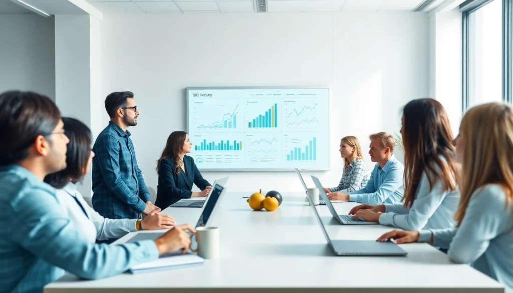 Engage with expert SEO services in a professional team meeting environment.