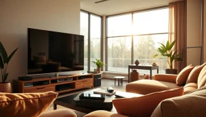 Stream IPTV effortlessly with devices and TV at https://bosstv.ca in a modern living room setting.