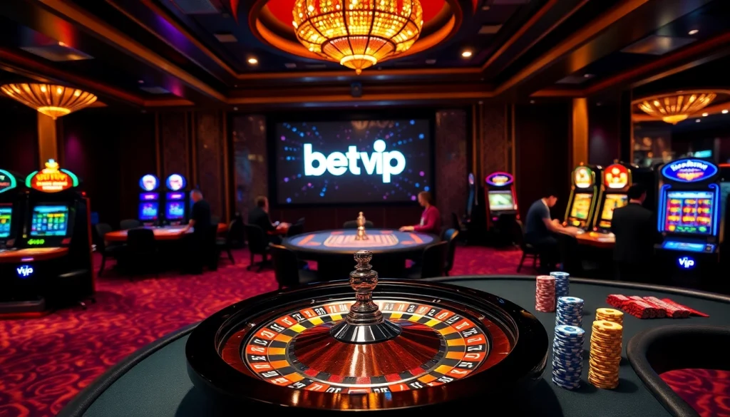 Thu hút người chơi tại bàn casino Bet VIP, thể hiện bầu không khí cờ bạc sôi động.