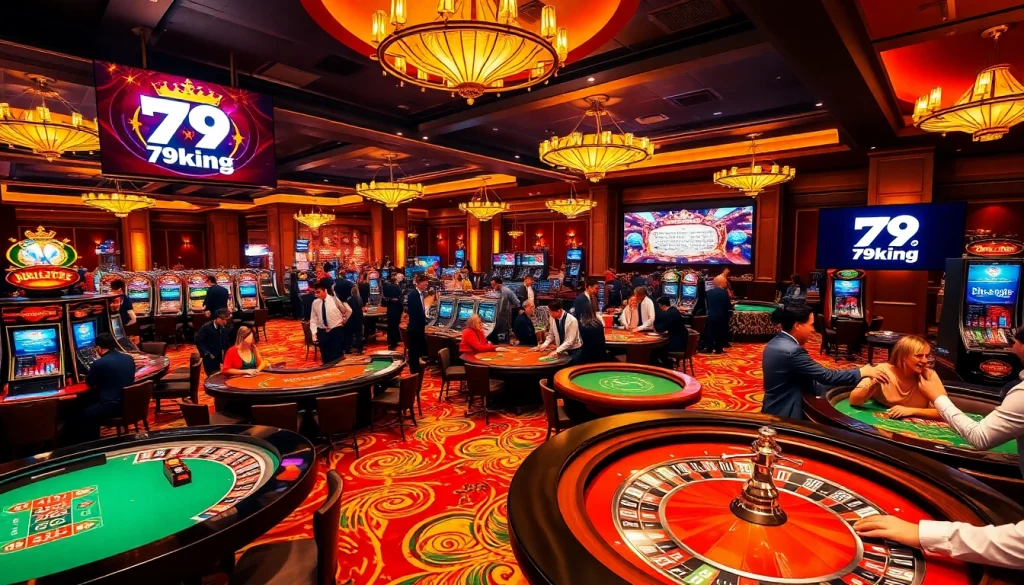 Experience the thrill at 79king, where gamblers engage with exciting tables and machines.
