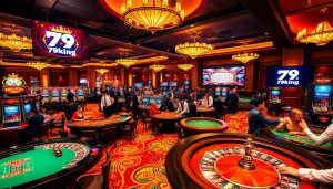 Experience the thrill at 79king, where gamblers engage with exciting tables and machines.