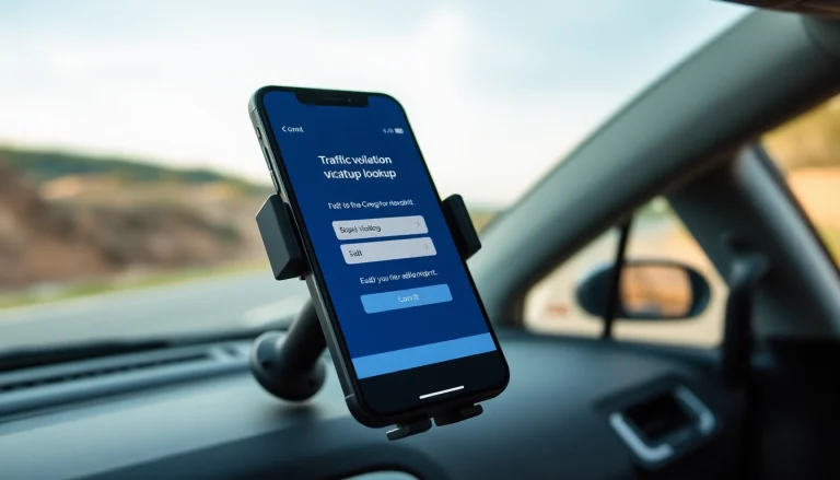 Check traffic fines easily through https://finecheck.cy on a smartphone with serene road scenery.