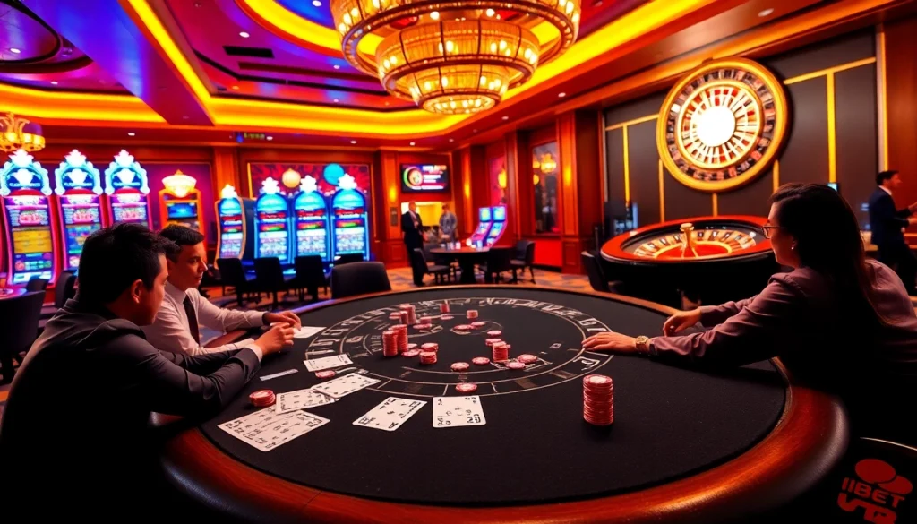 Experience the thrill of 188bet with an engaging casino scene featuring poker, slots, and dynamic betting options.