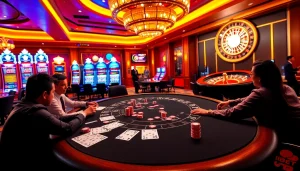 Experience the thrill of 188bet with an engaging casino scene featuring poker, slots, and dynamic betting options.