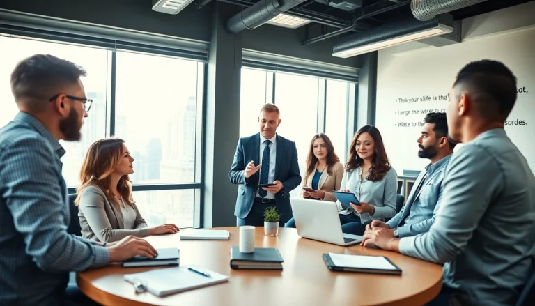business coach los Angeles facilitating a workshop with entrepreneurs in a bright office setting