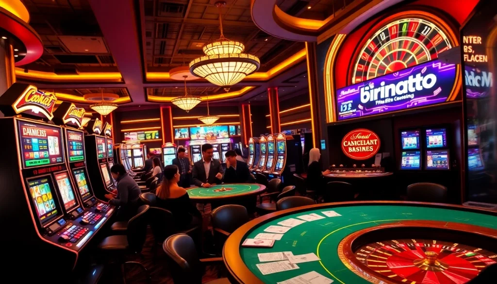 Win big with birutoto in a luxurious casino setting filled with vibrant slot machines.