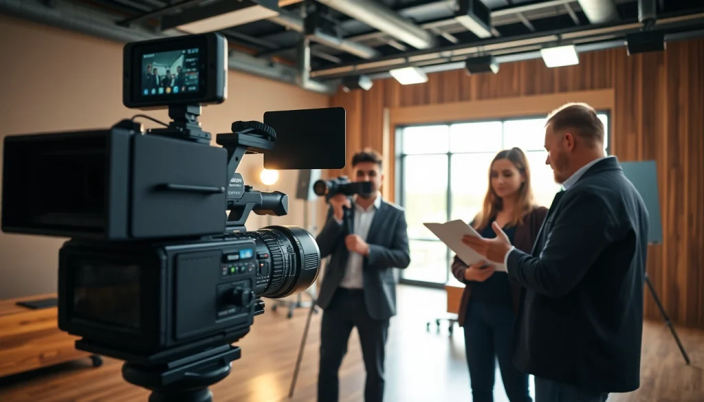 Capture of a video production team in action, emphasizing video production edmonton creativity and collaboration.