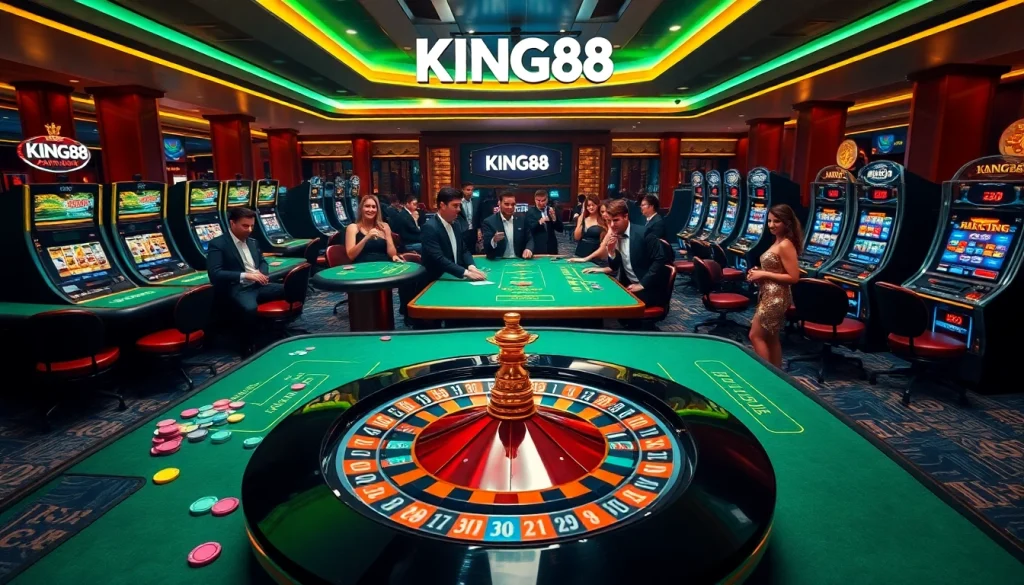 king88 casino scene featuring vibrant slot machines and engaging table games.