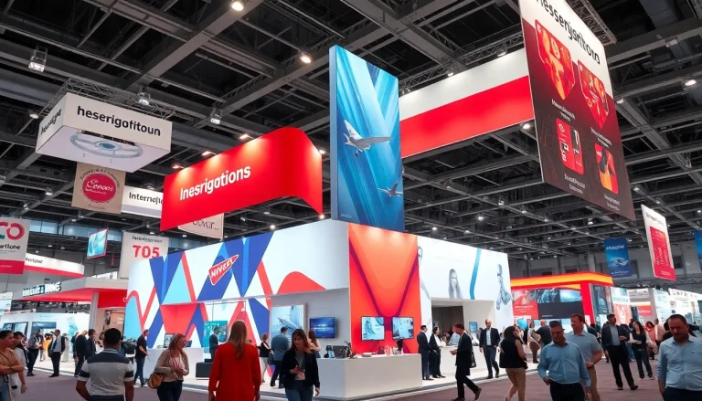 Engaging trade show booth design with interactive displays and vibrant graphics