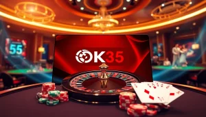 Experience thrilling games at Nhà cái OK365 with vibrant casino visuals and engaging gameplay.