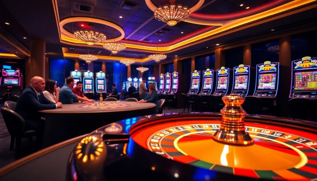 Players engaging in thrilling casino games at u888bet, with roulette and poker chips featured.