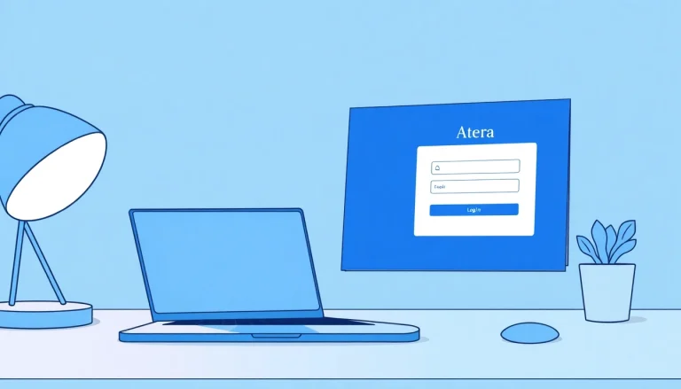 Atera login interface showing secure sign-in features and user credentials management.