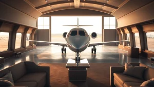Experience luxury travel with a private jet from https://flymarquis.com in an elegant hangar.